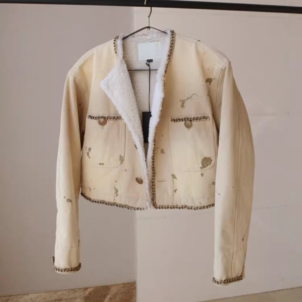 R13 NWOT Cropped jacket Khaki S